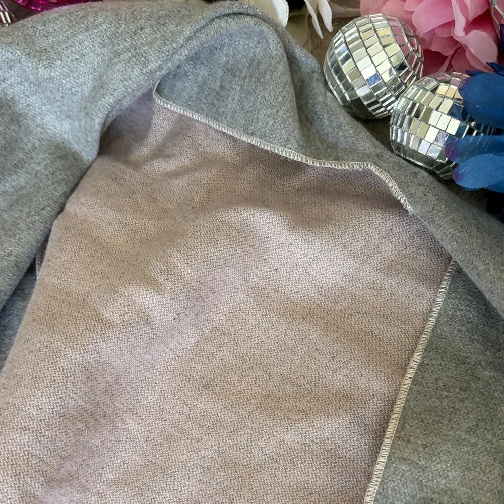 Heather Gray and Blush Stud-Trim Draped Wrap